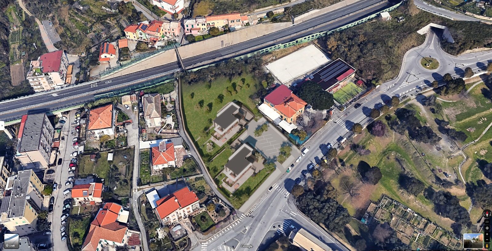 Il quartiere di Via alla Rocca visto dal drone: la collina verde e la città subito sotto